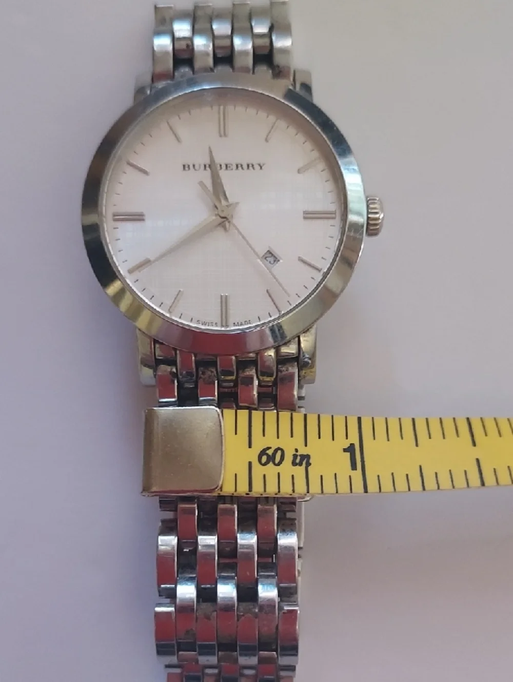 Burberry Stainless Steel Watch Silver Round Face